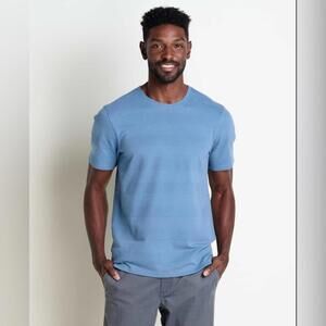 NWT Toad&Co Organic Cotton Blend Textured Stripe‎ Dobby Crew Neck Tee Shirt M